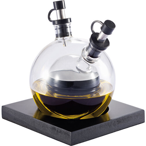 Orbit Essig & Öl Set , XD Design, schwarz, Glas, Holz, 9,50cm x 13,00cm x 9,50cm (Länge x Höhe x Breite), Bild 2