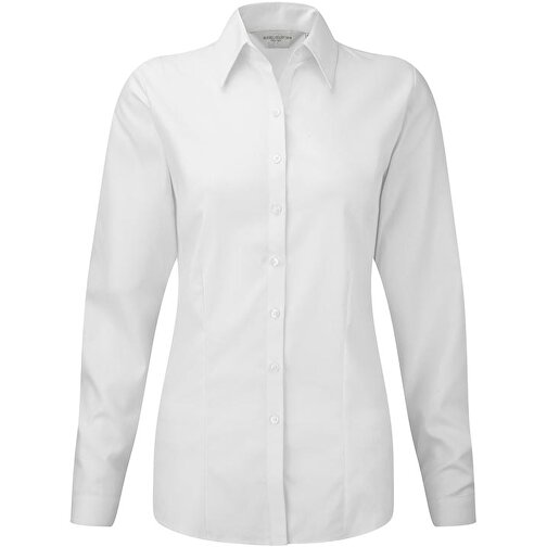 Herringbone Shirt Für Damen Langarm , Russell, weiss, 84 % Baumwolle, 16 % Polyester, 4XL, , Bild 1