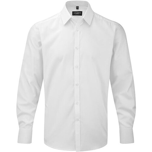 Herringbone Shirt Für Herren Langarm , Russell, weiß, 84 % Baumwolle, 16 % Polyester, 3XL, , Bild 1