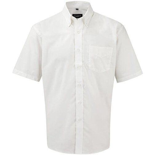 Kurzärmliges Oxford-Hemd , Russell, weiss, 70 % Baumwolle / 30 % Polyester, S, , Bild 1