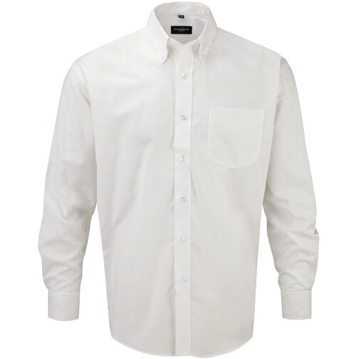 Langärmliges Oxford-Hemd , Russell, weiss, 70 % Baumwolle / 30 % Polyester, 6XL, , Bild 1