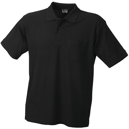 Polo Piqué Pocket , James Nicholson, schwarz, 60 % Baumwolle / 40 % Polyester, 3XL, , Bild 1