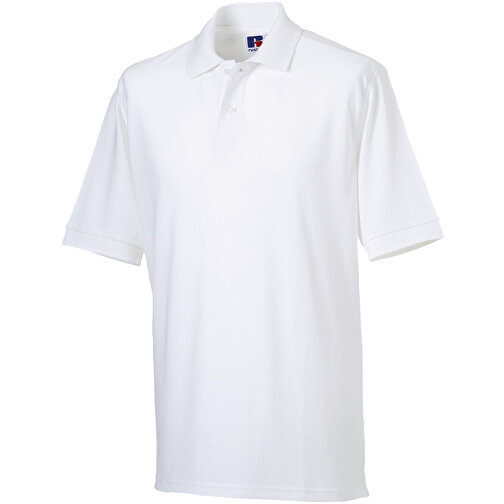 Poloshirt Aus 100% Baumwollpique , Russell, weiss, 93% Baumwolle, 7% Polyester, 3XL, , Bild 1