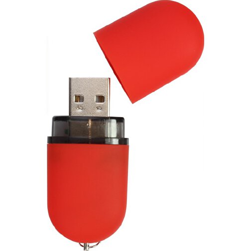 USB-Stick ROUND 32GB , Promo Effects MB , rot gummiert MB , 32 GB , Kunststoff MB , 3 - 10 MB/s MB , 6,20cm x 1,25cm x 2,40cm (Länge x Höhe x Breite), Bild 2