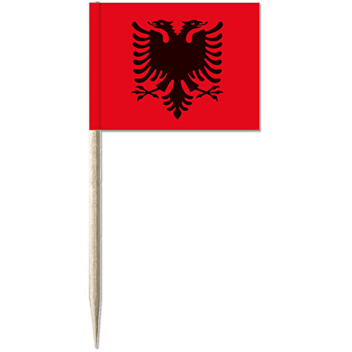 Minifahne 'Albanien' , Offsetpapier 90g/qm, 8,00cm (Höhe), Bild 1