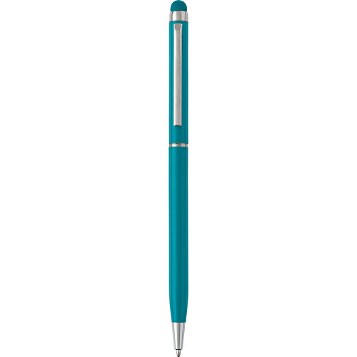 Kugelschreiber Aus Aluminium Irina , atoll (blau/grün), Aluminium, Metall, Kautschuk, 13,40cm (Höhe), Bild 1