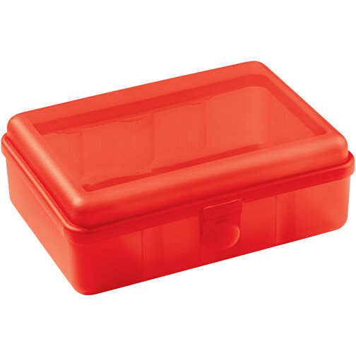 Brotdose Eins 950ml , transparent rot, PP, 13,50cm x 6,50cm x 19,00cm (Länge x Höhe x Breite), Bild 1