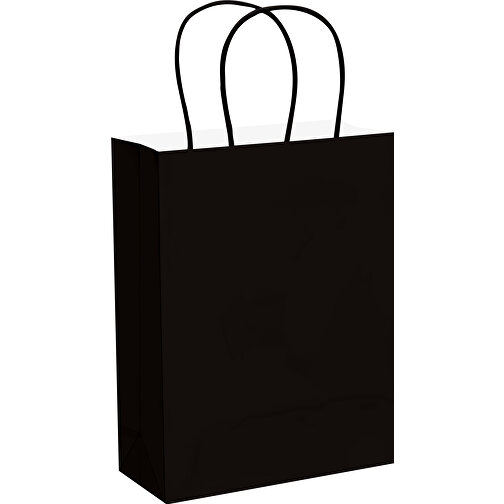 Kleine Papiertasche Im Eco Look 120g/m² , schwarz, Papier, 18,00cm x 24,00cm x 8,00cm (Länge x Höhe x Breite), Bild 2