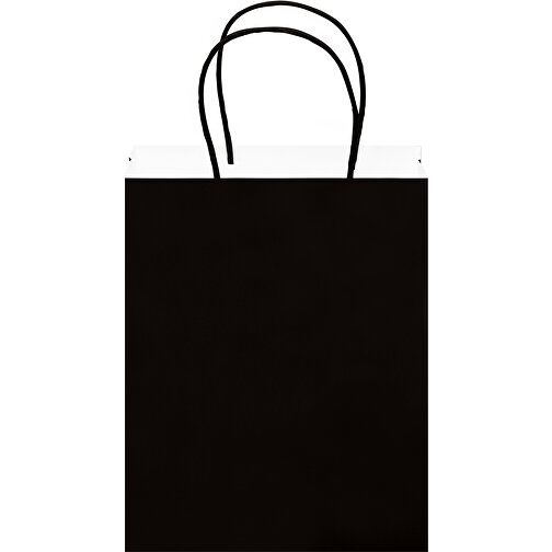 Kleine Papiertasche Im Eco Look 120g/m² , schwarz, Papier, 18,00cm x 24,00cm x 8,00cm (Länge x Höhe x Breite), Bild 4