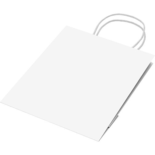 Mittlere Papiertasche Im Eco Look 120g/m² , weiss, Papier, 24,00cm x 30,00cm x 10,00cm (Länge x Höhe x Breite), Bild 3