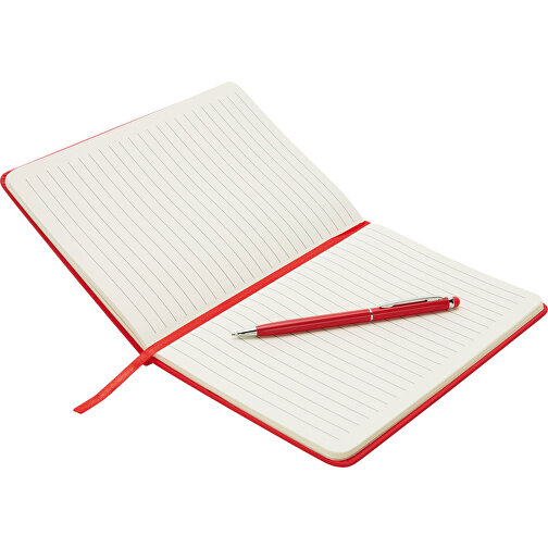 Basic Hardcover PU A5 Notizbuch Mit Stylus-Stift, Rot , rot, Papier, 1,60cm x 145,00cm (Länge x Höhe), Bild 3
