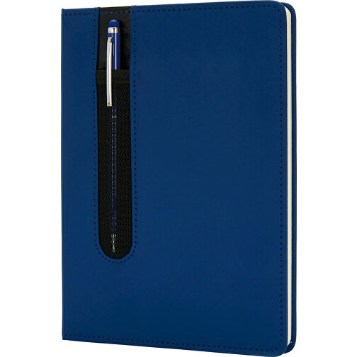 Basic Hardcover PU A5 Notizbuch Mit Stylus-Stift , navy blau, Papier, Edelstahl, 1,60cm x 145,00cm x 20,30cm (Länge x Höhe x Breite), Bild 1