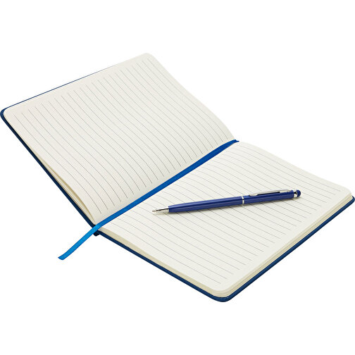 Basic Hardcover PU A5 Notizbuch Mit Stylus-Stift , navy blau, Papier, Edelstahl, 1,60cm x 145,00cm x 20,30cm (Länge x Höhe x Breite), Bild 3