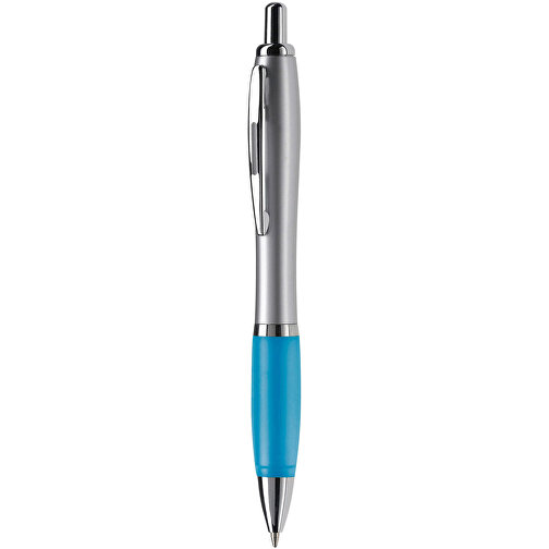 Kugelschreiber Hawaï Silver , silber / hellblau, ABS & Metall, 14,00cm (Länge), Bild 1