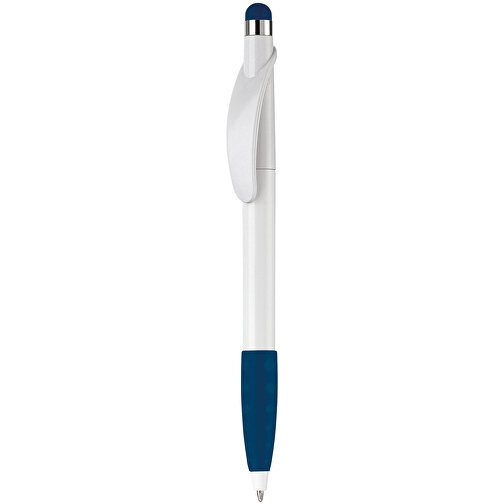 Kugelschreiber Cosmo Stylus , weiß / dunkelblau, ABS, 14,20cm (Länge), Bild 1