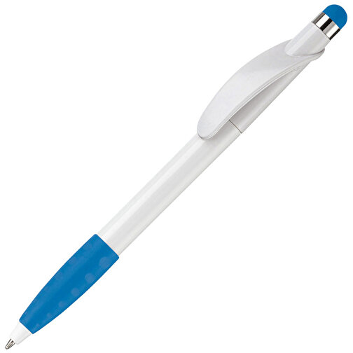 Kugelschreiber Cosmo Stylus , weiss / hellblau, ABS, 14,20cm (Länge), Bild 2