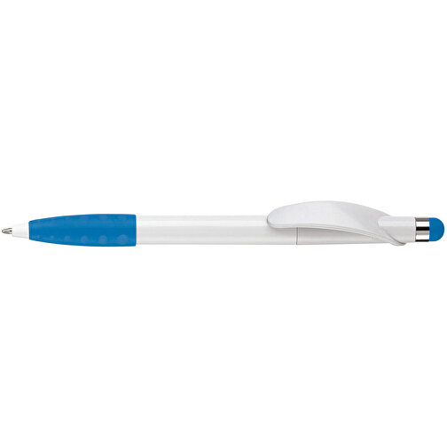 Kugelschreiber Cosmo Stylus , weiß / hellblau, ABS, 14,20cm (Länge), Bild 3