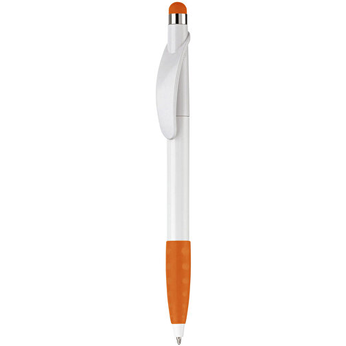 Kugelschreiber Cosmo Stylus , weiß / orange, ABS, 14,20cm (Länge), Bild 1
