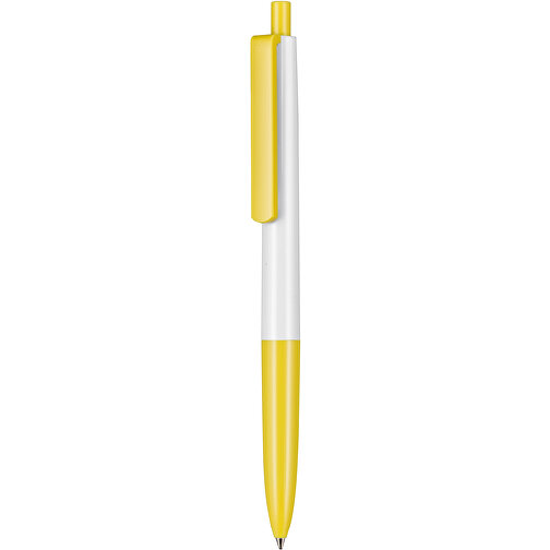 Kugelschreiber New Basic , Ritter-Pen, weiss/zitronen-gelb, ABS-Kunststoff, 13,40cm (Länge), Bild 1