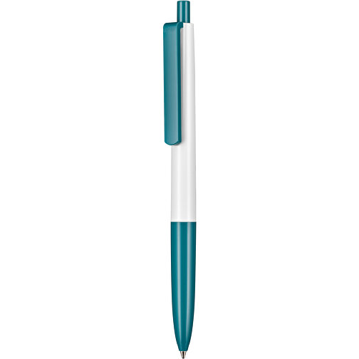 Kugelschreiber New Basic , Ritter-Pen, weiss/petrol-türkis, ABS-Kunststoff, 13,40cm (Länge), Bild 1
