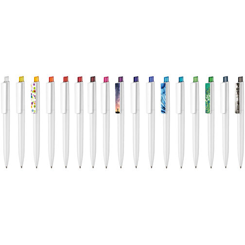 Kugelschreiber Crest ST , Ritter-Pen, weiss/rubinrot-TR/FR, ABS-Kunststoff, 14,90cm (Länge), Bild 4