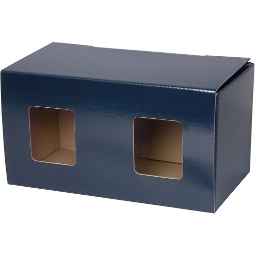 Verpackung Für Zwei Becher Mit Fenster , blau, Karton, 21,00cm x 11,00cm x 10,50cm (Länge x Höhe x Breite), Bild 1