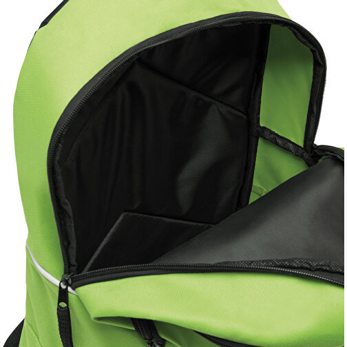 Rucksack CURVE , hellgrün, schwarz, 600D Polyester, 46,00cm x 19,00cm x 34,00cm (Länge x Höhe x Breite), Bild 5