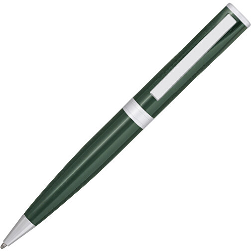 Kugelschreiber CLIC CLAC-CAMPBELLTON , ClicClac, dunkelgrau/dunkelgrün, Aluminium, Metall, Kunststoff, 13,60cm x 1,30cm x 1,60cm (Länge x Höhe x Breite), Bild 1