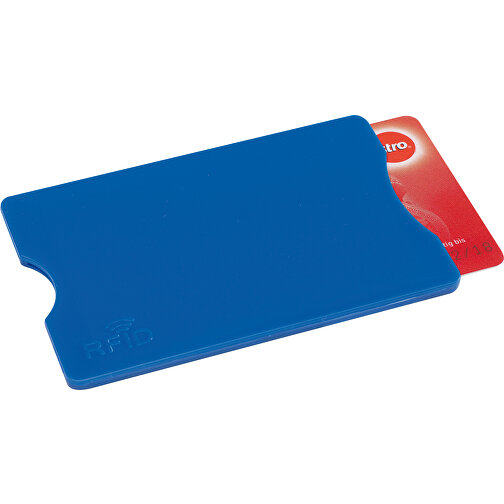 Kreditkartenhülle PROTECTOR , blau, Kunststoff, 9,00cm x 0,40cm x 6,00cm (Länge x Höhe x Breite), Bild 2