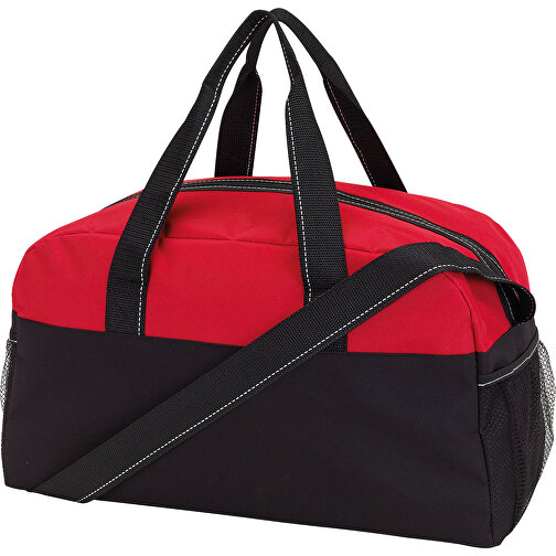 Sporttasche FITNESS , rot, schwarz, 300D Polyester, 45,00cm x 26,00cm x 19,00cm (Länge x Höhe x Breite), Bild 1