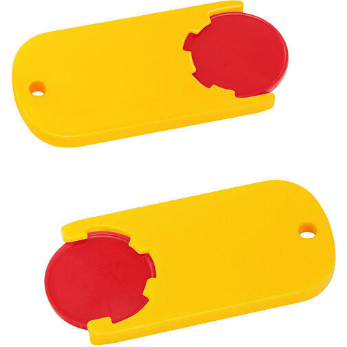 Chiphalter Mit 1€-Chip 'Alpha' , rot, gelb, ABS, 6,10cm x 0,40cm x 2,90cm (Länge x Höhe x Breite), Bild 1