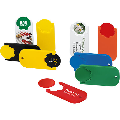 Chiphalter Mit 1€-Chip 'Alpha' , rot, gelb, ABS, 6,10cm x 0,40cm x 2,90cm (Länge x Höhe x Breite), Bild 2