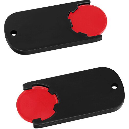 Chiphalter Mit 1€-Chip 'Alpha' , rot, schwarz, ABS, 6,10cm x 0,40cm x 2,90cm (Länge x Höhe x Breite), Bild 1