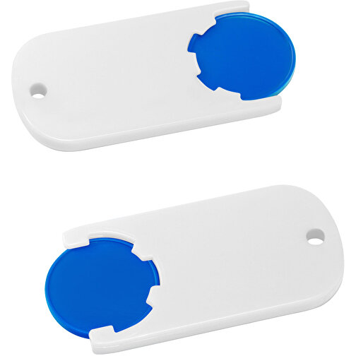 Chiphalter Mit 1€-Chip 'Alpha' , blau, weiß, ABS, 6,10cm x 0,40cm x 2,90cm (Länge x Höhe x Breite), Bild 1
