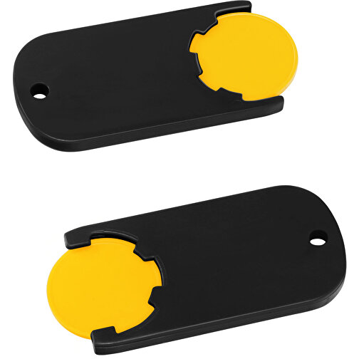 Chiphalter Mit 1€-Chip 'Alpha' , gelb, schwarz, ABS, 6,10cm x 0,40cm x 2,90cm (Länge x Höhe x Breite), Bild 1