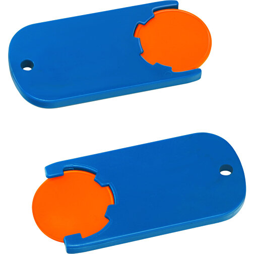 Chiphalter Mit 1€-Chip 'Alpha' , orange, blau, ABS, 6,10cm x 0,40cm x 2,90cm (Länge x Höhe x Breite), Bild 1