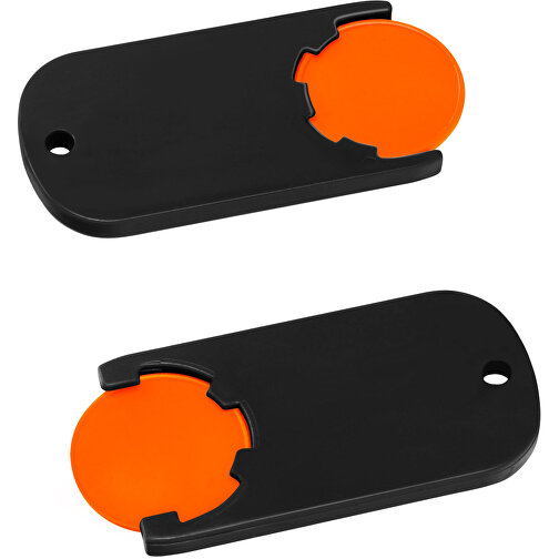 Chiphalter Mit 1€-Chip 'Alpha' , orange, schwarz, ABS, 6,10cm x 0,40cm x 2,90cm (Länge x Höhe x Breite), Bild 1