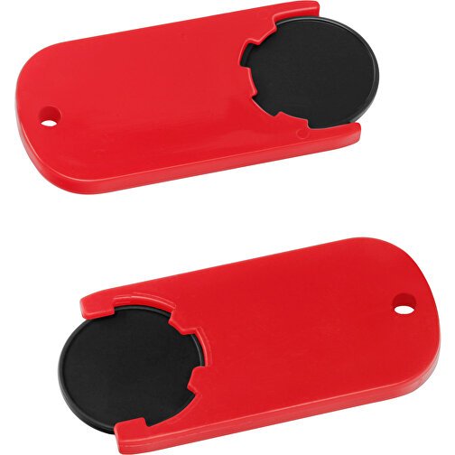 Chiphalter Mit 1€-Chip 'Alpha' , schwarz, rot, ABS, 6,10cm x 0,40cm x 2,90cm (Länge x Höhe x Breite), Bild 1