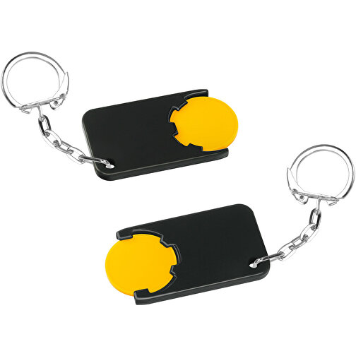 Chiphalter Mit 1€-Chip 'Beta' , gelb, schwarz, ABS+MET, 5,20cm x 0,30cm x 2,90cm (Länge x Höhe x Breite), Bild 1