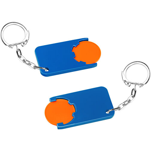 Chiphalter Mit 1€-Chip 'Beta' , orange, blau, ABS+MET, 5,20cm x 0,30cm x 2,90cm (Länge x Höhe x Breite), Bild 1