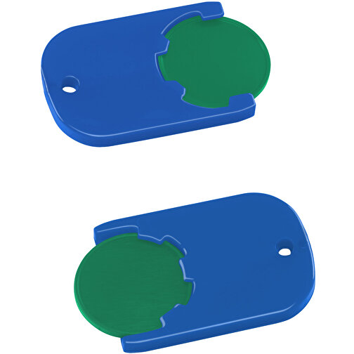 Chiphalter Mit 1€-Chip 'Gamma' , grün, blau, ABS, 4,70cm x 0,40cm x 2,90cm (Länge x Höhe x Breite), Bild 1