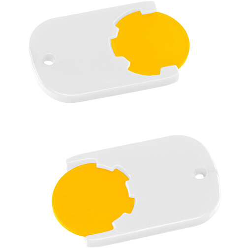 Chiphalter Mit 1€-Chip 'Gamma' , gelb, weiß, ABS, 4,70cm x 0,40cm x 2,90cm (Länge x Höhe x Breite), Bild 1