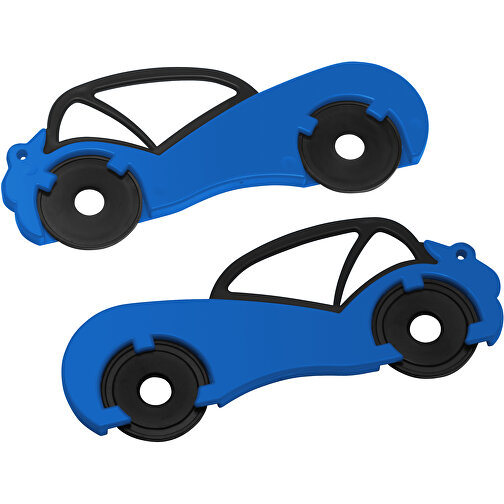 Chiphalter Mit Zwei 1€-Chips 'Auto' , schwarz, blau, ABS, 9,70cm x 0,50cm x 4,20cm (Länge x Höhe x Breite), Bild 1