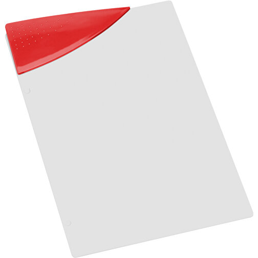 Klemmbrett DIN A4 'Lambda' , weiß, rot, PS, 35,00cm x 2,20cm x 23,30cm (Länge x Höhe x Breite), Bild 1