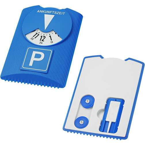 Parkscheibe 'Design' , blau, weiß, blau, ABS+PS+PP, 15,00cm x 1,20cm x 11,00cm (Länge x Höhe x Breite), Bild 1