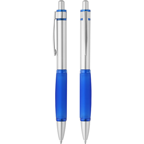 Druckkugelschreiber 'Gamma' , silber, blau, ABS, 13,80cm (Länge), Bild 1