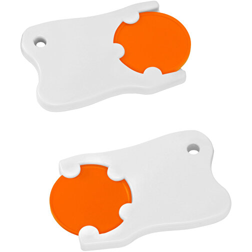 Chiphalter Mit 1€-Chip 'Zahn' , orange, weiss, ABS, 4,90cm x 0,40cm x 3,10cm (Länge x Höhe x Breite), Bild 1