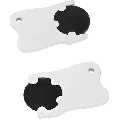 Chiphalter Mit 1€-Chip 'Zahn' , schwarz, weiß, ABS, 4,90cm x 0,40cm x 3,10cm (Länge x Höhe x Breite), Bild 1