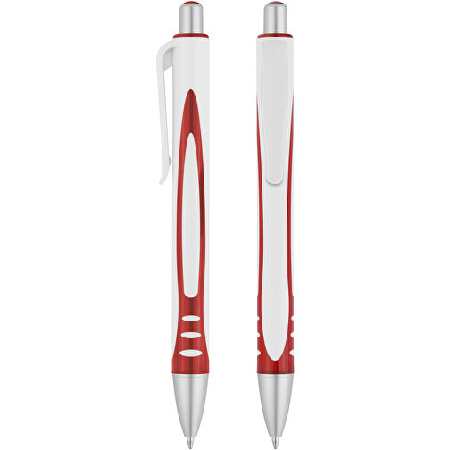 Druckkugelschreiber 'Sigma' , weiß, rot, ABS, 14,20cm (Länge), Bild 1
