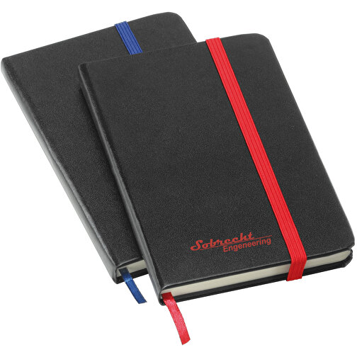 Notizbuch, Mini , schwarz, rot, PVC+PAP, 14,00cm x 1,30cm x 9,00cm (Länge x Höhe x Breite), Bild 2